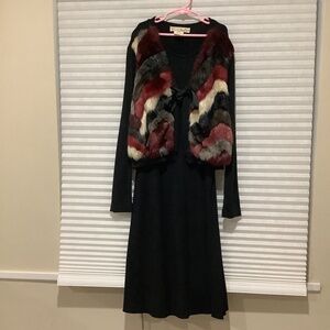 Gorgeous girls dress with attached fur vest